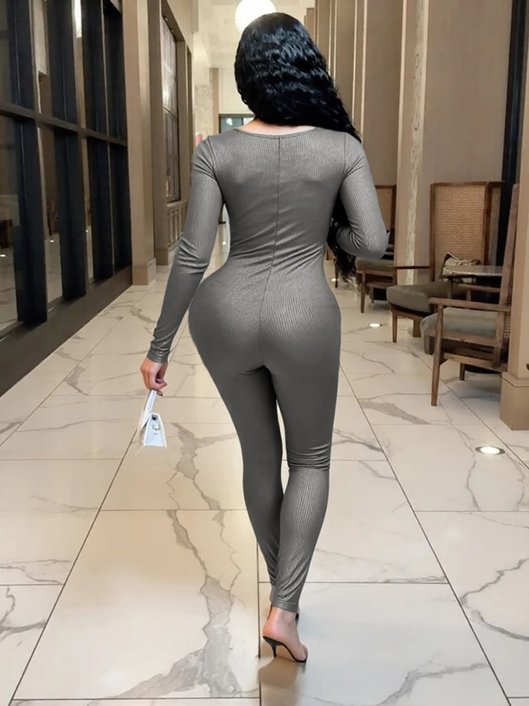 Cutenew セクシーな明るいシルクジャンプスーツ女性コケットローネックフルスリーブクラシックファッションシックストレッチスキニーワークアウトストリートウェア