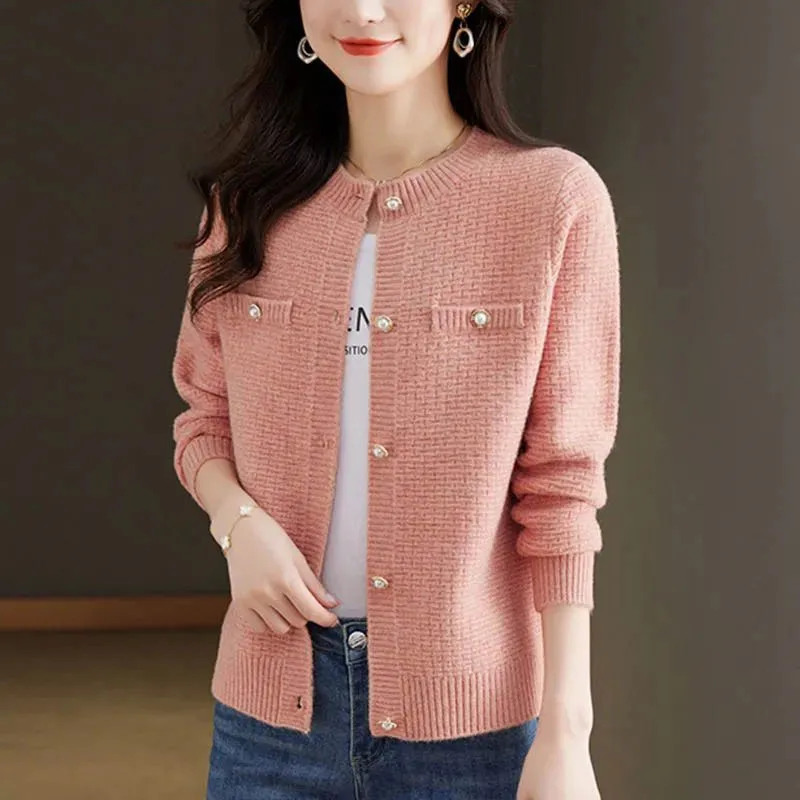 

Women Fashion Knitted Sweater Woolen Cardigan 2024 New Spring Autumn Jacket Top Loose Short Casual Knitwear Outerwear Female