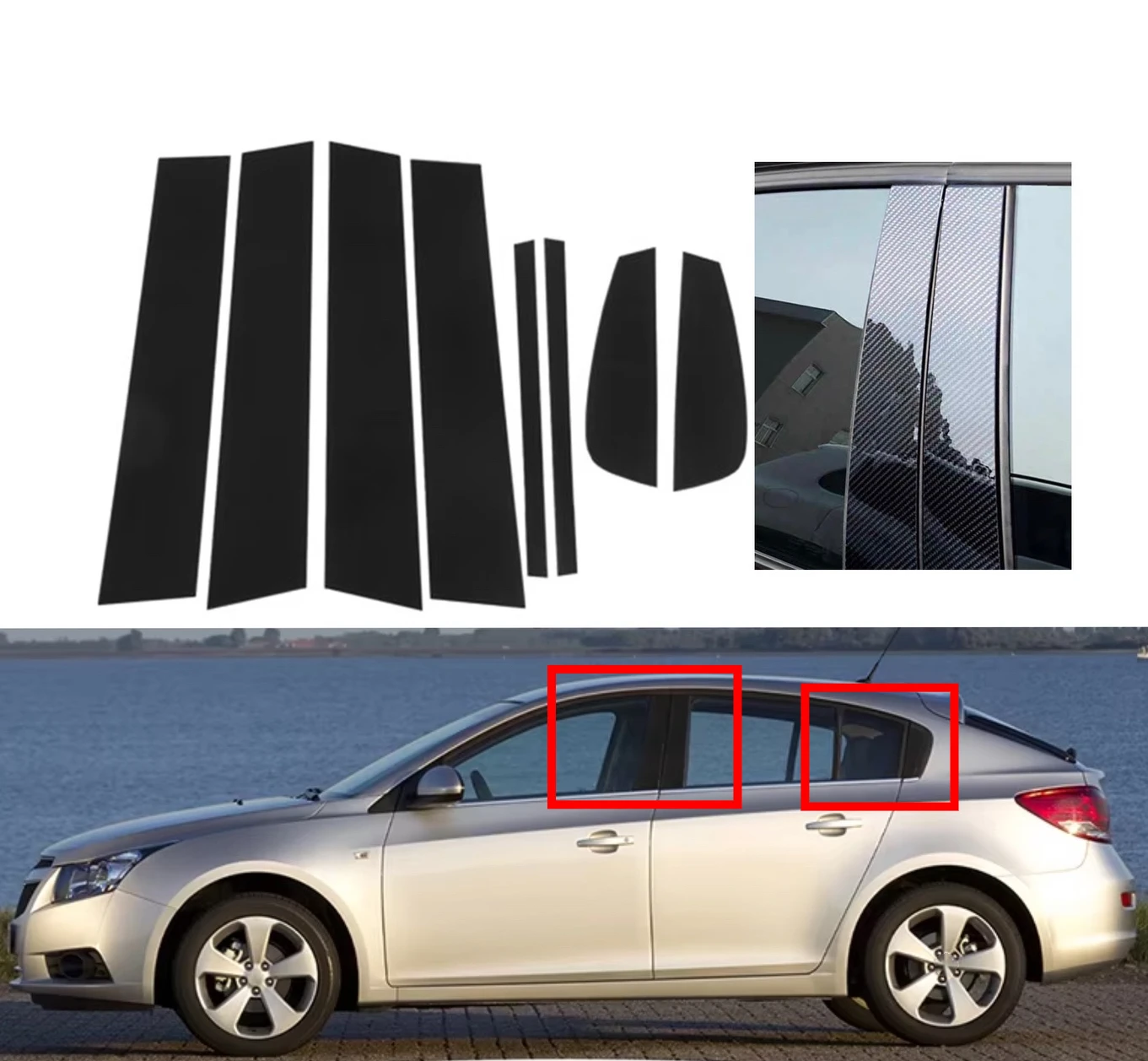 Gloss Black Pillar Posts Fit For Chevrolet Cruze Facelift Hatchback 2013 2014 2015  Door Window Trim BC Column Stickers Cover