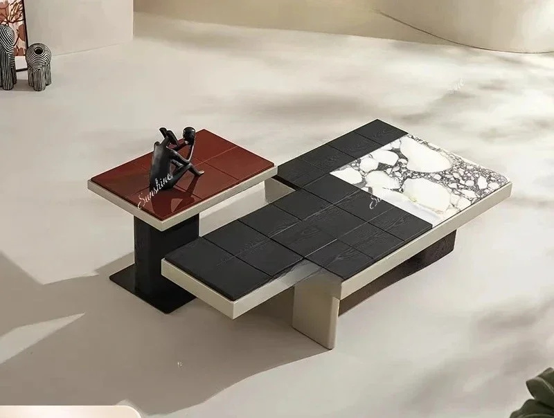 Q Large and small apartment special-shaped natural luxury stone coffee table