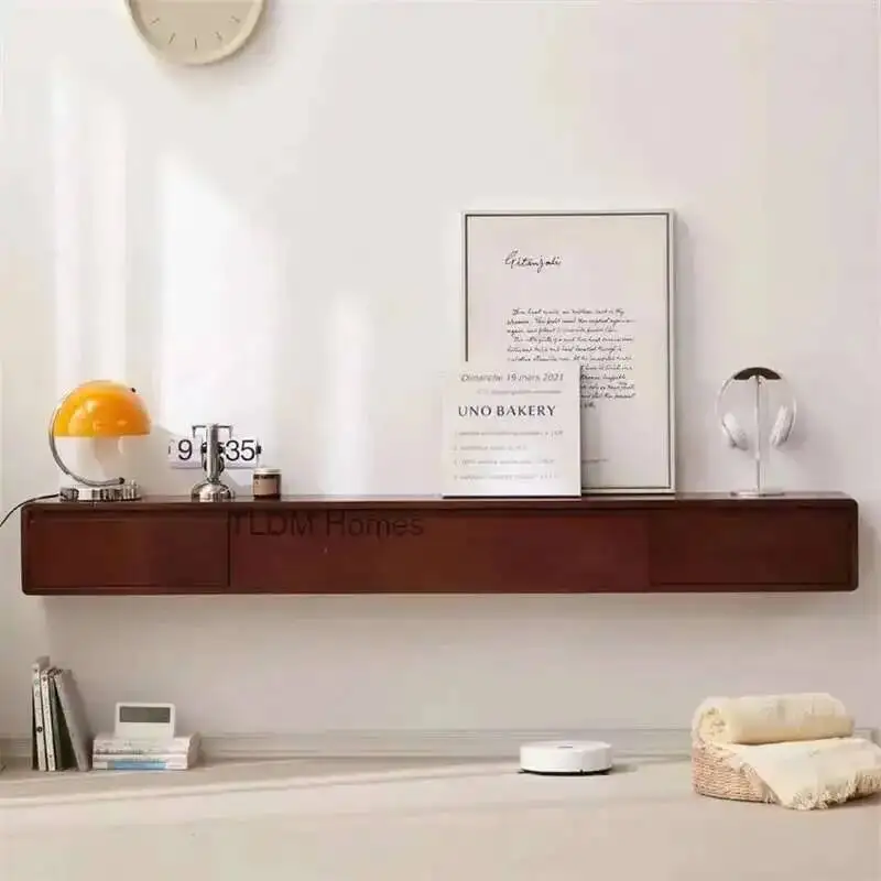 

Apartment Nordic Suspended Wall-mounted TV Cabinet Small TV Cabinet Walnut Wood Color Tv Stand Minimalist Living Room TV Table