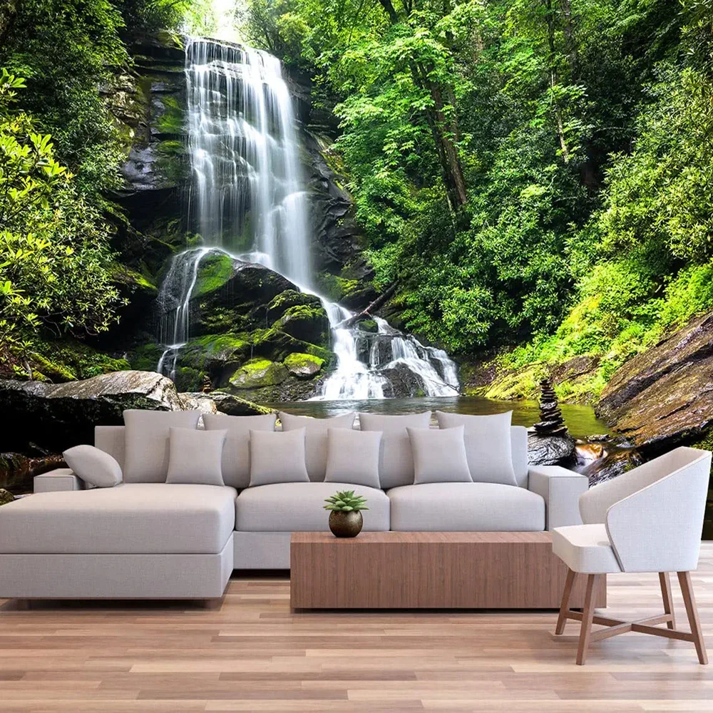 

Wall Mural Cloth Covering Fabric Textile Wallcoverings Nature Scenery Living Room Jungle Extra Large Bedroom Wallpaper Waterfall