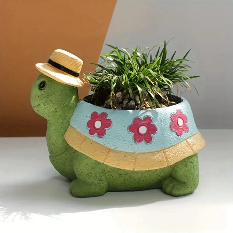 

Cute Turtle Flower Pot Planter Pot For Indoor And Outdoor Succulent Plant Pots, Plants Desk Display Resin Pots Flower Durable