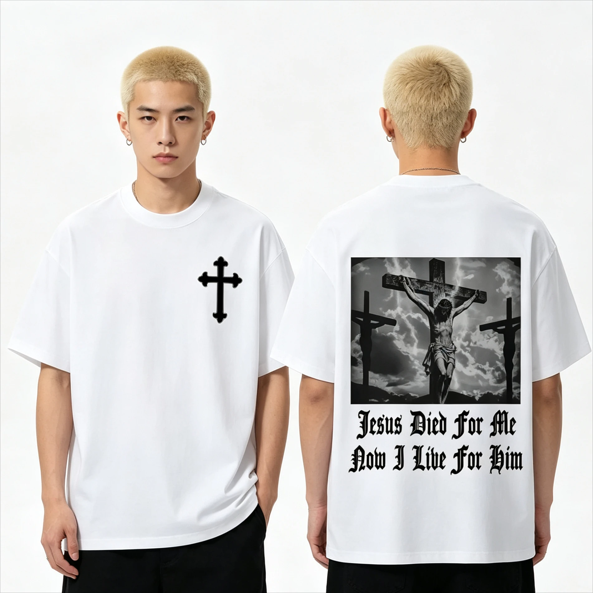 Summer Fashion Trendy T-shirt Christian Religious Jesus Died for Me T Shirt Now I Live for Him Bible Verse Y2K Men Women T-shirt