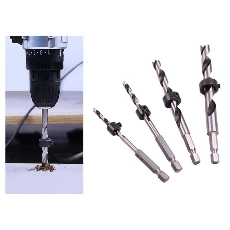 A23T Adjustable Depth Stopper Drill Bit Stop Collar Set 9 PCS, 1/8