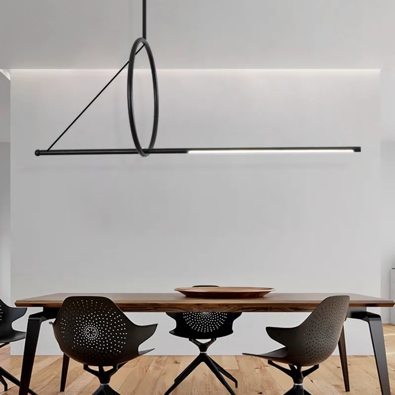 Extremely simple and creative LED geometric line design designer, restaurant bar counter, office desk, long bar chandelier