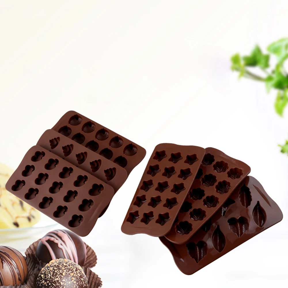 1PC Silicone 15 Hole Chocolate Mold Creative Jelly Christmas Candy Mold Cake Mold Ice Grid Baking Utensils