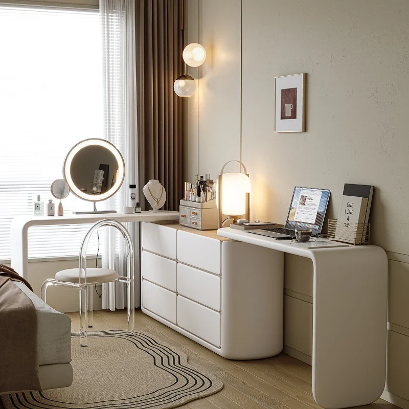 

Cabinets Modern Makeup Vanities Bedside Tables Holder Tricks Set Mirror Desk Drawers Unit Corner Storage White Home Furniture