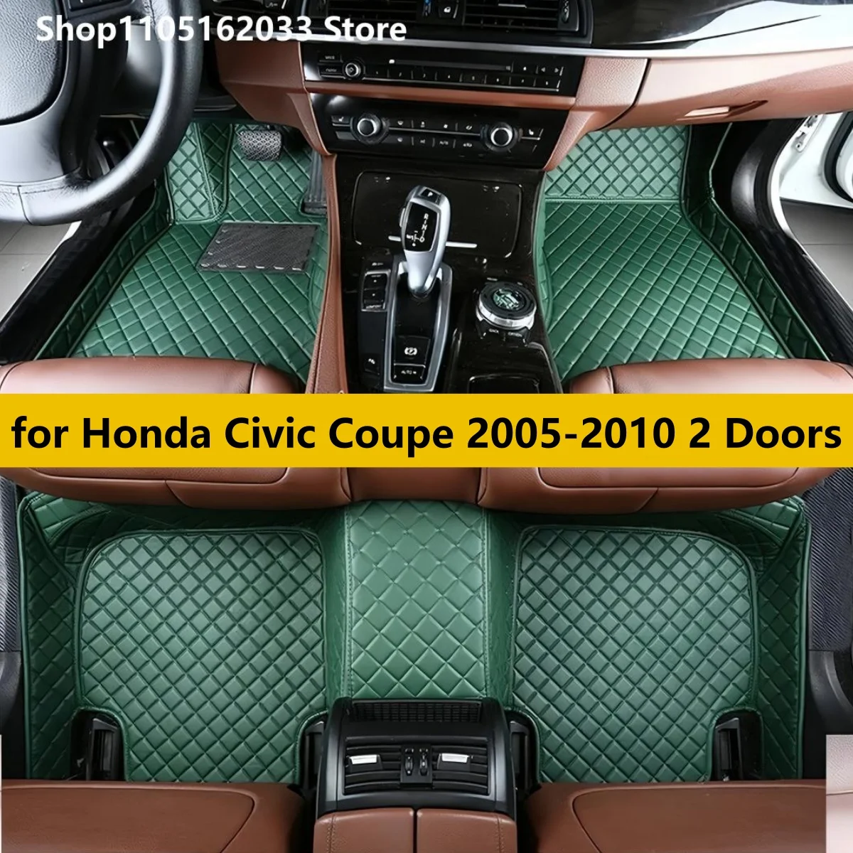 

2-дверный автомобильный коврик, подходит для Honda Civic Coupe 2005 2006 2007 2008 2009 2010, детали интерьера, аксессуары из искусственной кожи