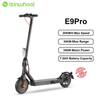 Isinwheel E9Pro Foldable Adult Electric Scooter E-Scooter 20 km/h Electric Kick Scooter 350W Skateboards 36V 7.5Ah Kickboard