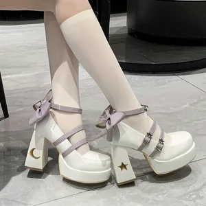 Chunky Platform High Heels Pumps Women 2023 Spring Punk Thick Heel Mary Jane Lolita Shoes Woman Patent Leather Cosplay Shoes