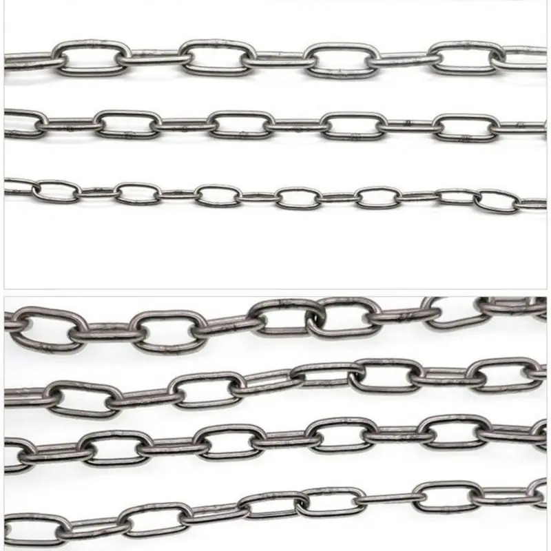 HQ LC01 Seamless 304 Stainless Steel 2-20MM Diameter Long Short Lifting Binding Link Chain for Dog Lead or Cloth Line