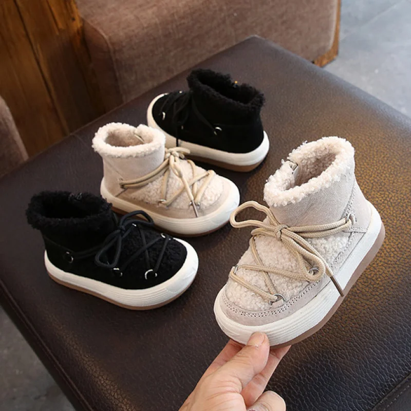 Neve crianças botas quentes menina princesa de pelúcia sapatos da criança 1-6 anos de idade meninas macio confortável casual zíper crianças botas