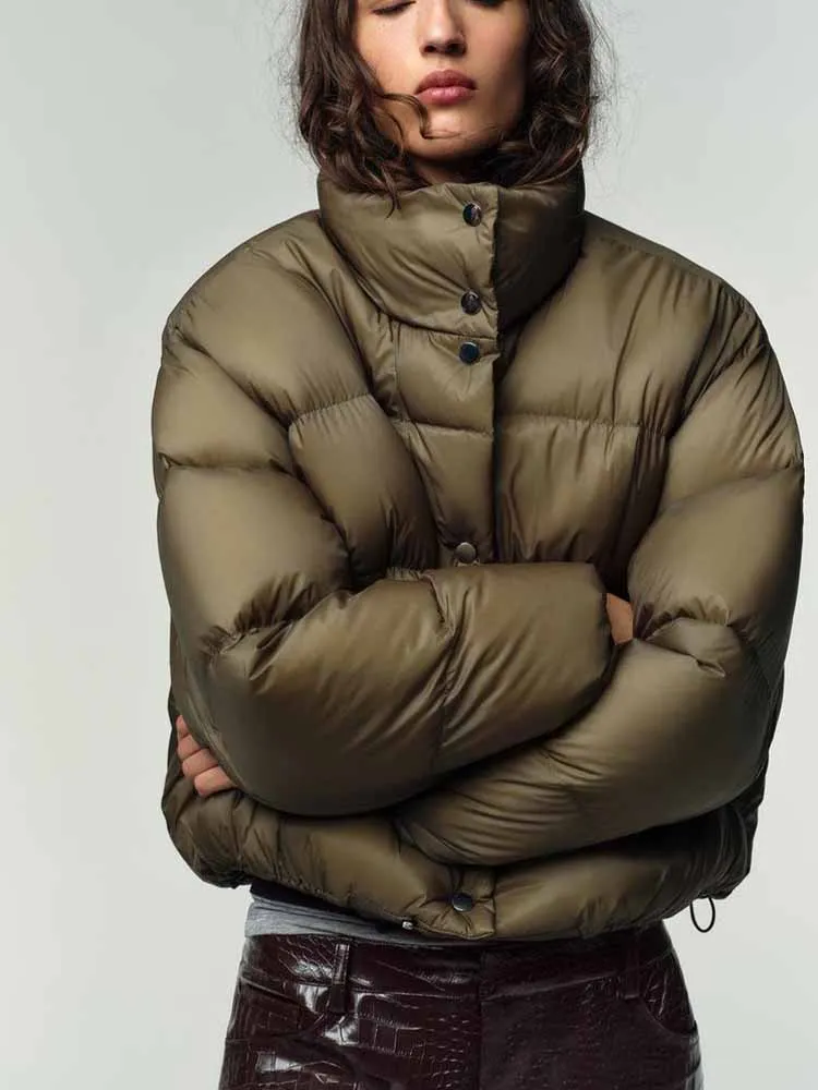 

Зимняя новинка в европейском и американском стиле, модная женская одежда, универсальная короткая ветрозащитная куртка с воротником-стойкой