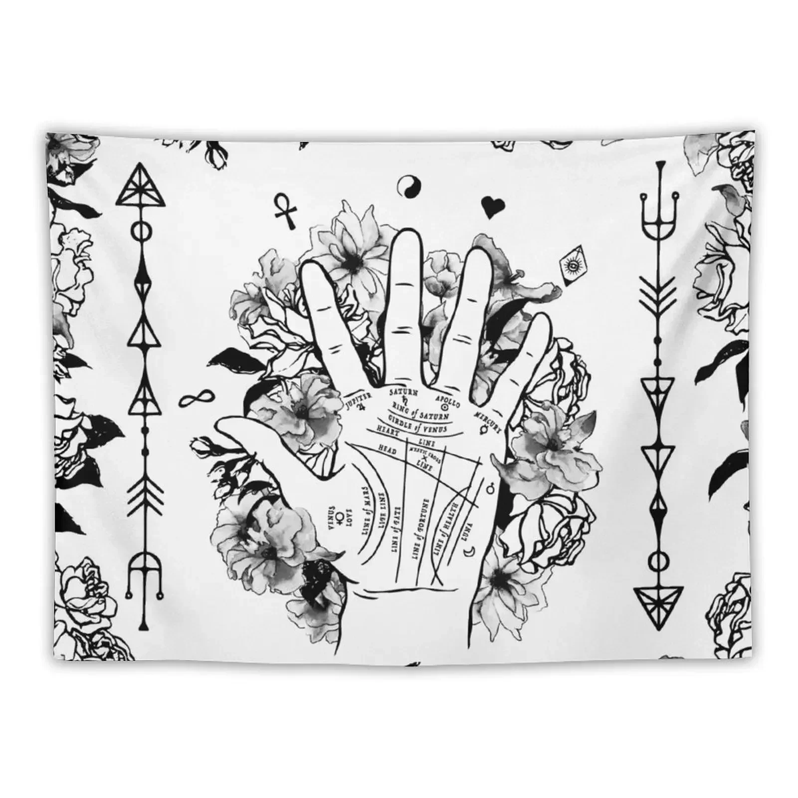 

Palm Reading & Roses Tapestry Bedroom Decorations Japanese Room Decor Tapestry