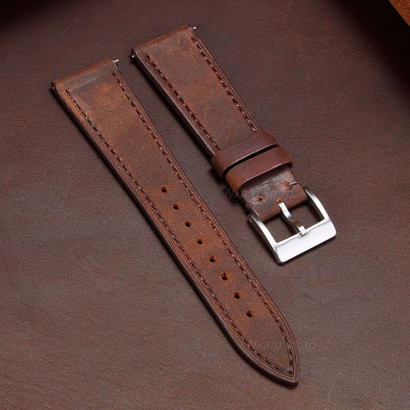 Vintage Leather Watch Strap 18mm 19mm 20mm 21mm 22mm 24mm Quick Release Cowhide Watchband for Omega for Seiko Watch Bracelet