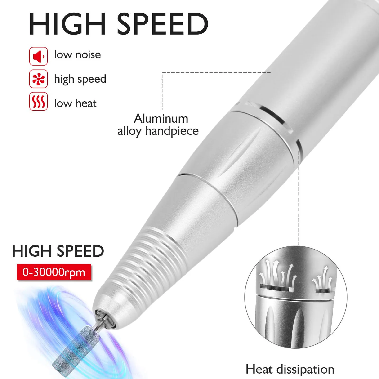 

Nail Drill Handpiece Replacement 35000 RPM Electric Nail Drill Handle Forward Reverse Rotation Nail Drill Handpiece Replacement