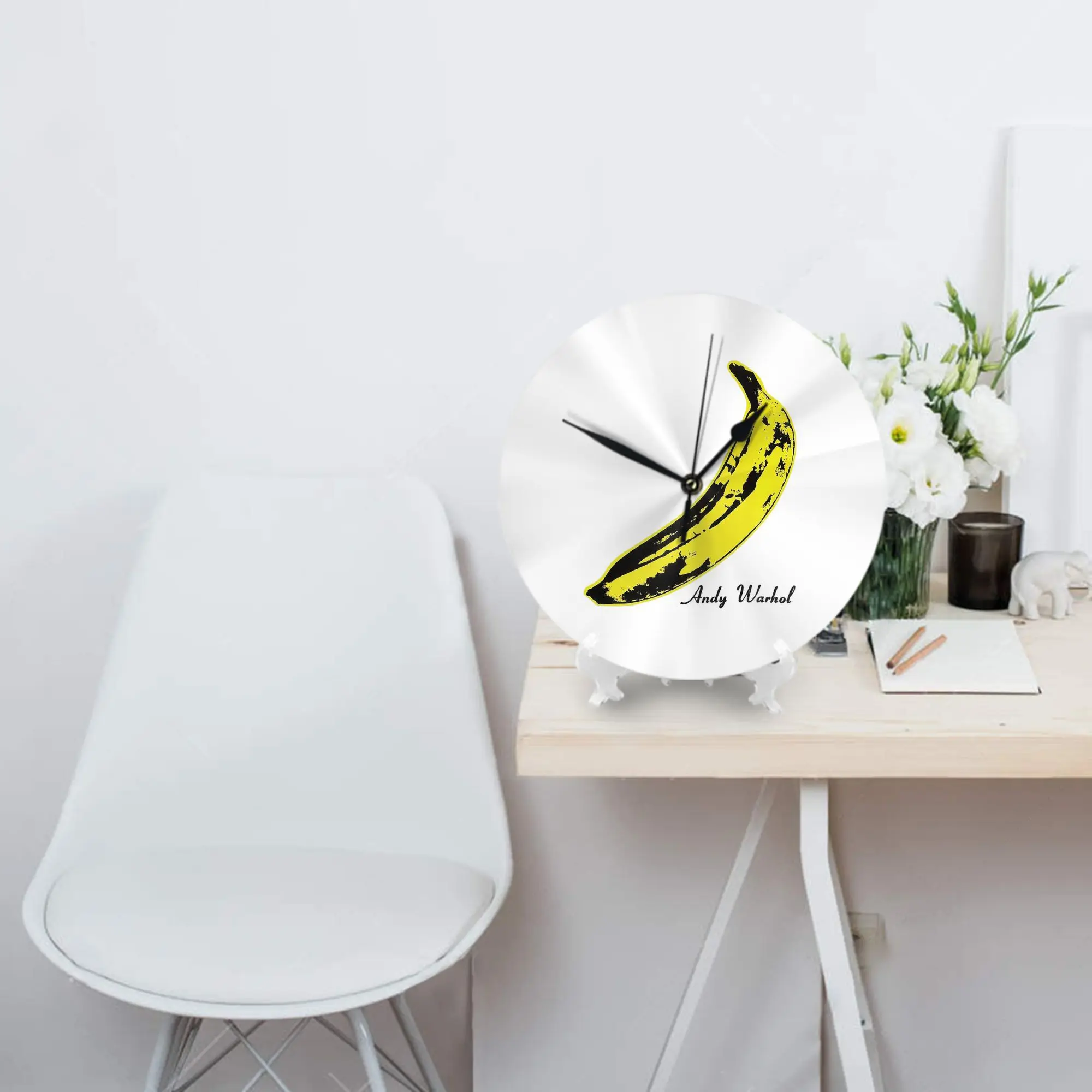 Andy Warhol Banana Velvet Underground Peel Slowly and See Wall Clock Room Decoration Silent Round Clock for Living Kitchen Home