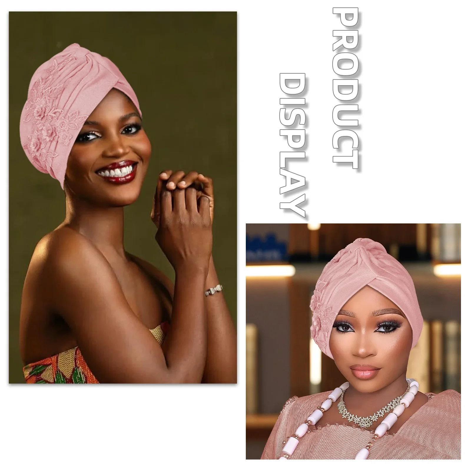 Pleated Turban Cap for Indian Women Head Wraps Muslim Headscarf Bonnet African Female Headties Bandanas Solid Color Turbante New