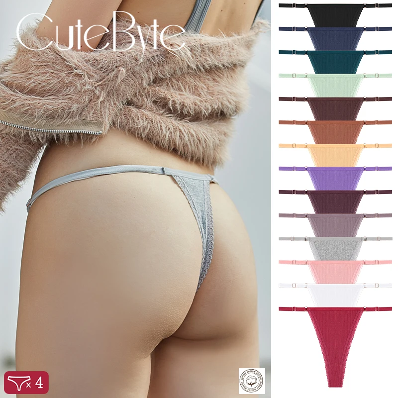 4PCS/Set Lace Cotton Panties for Women's Sexy Low-Waist Briefs Female Soft Underwear Elastic Intimates Adjustable Waist Lingerie