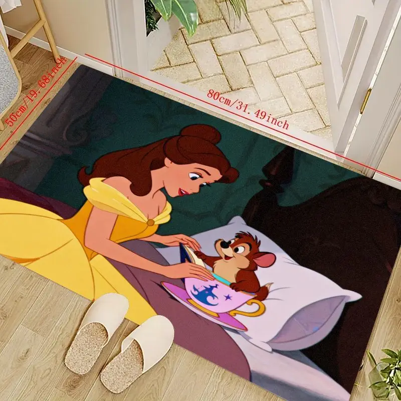 

1PC Princess Belle Beauty and the Beast Themed Floor Mat, Cute Cartoon Character Anti-Slip Area Rug for Kids Bedroom Living Room