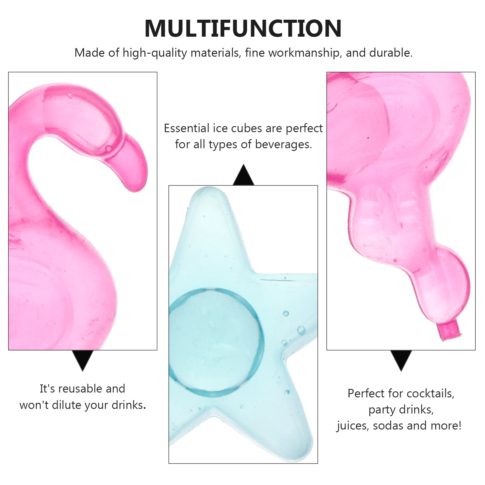 

80Pcs Creative Star Flamingo Shaped Ice Cubes Reusable For Refreshing Beverages