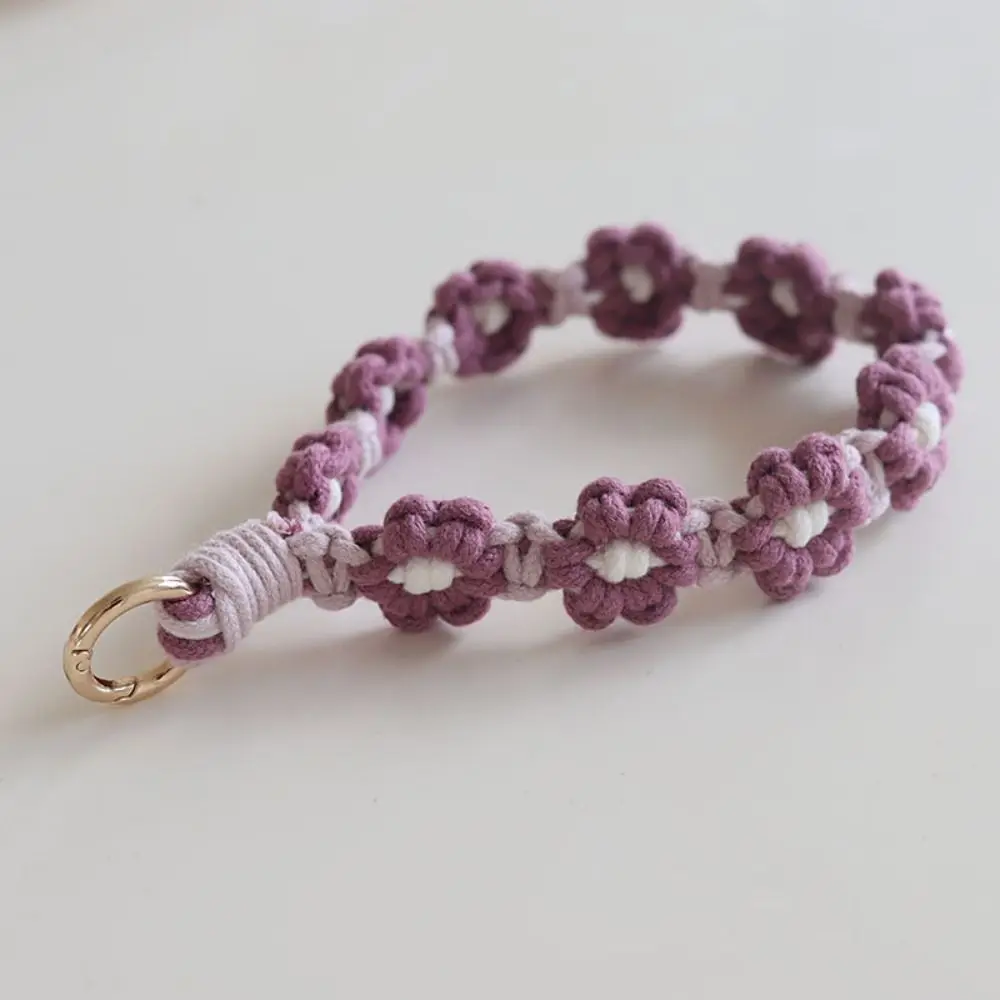 

Korean Style Boho Phone Case Rope Phone Wristband Bag Hanging Weave Daisy Flower Keychain Bag Pendant DIY Craft Accessories