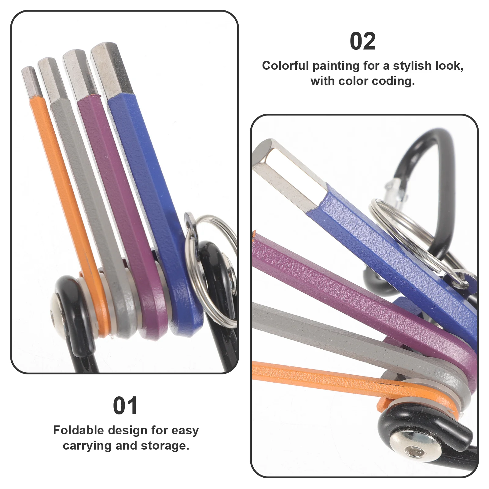 

1Set Foldable Hex Wrench Set Colorful Steel Bicycle Repair Multi-Purpose Key Kit Tube Spanner for Taps