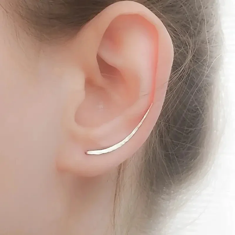 Huitan Simple Stylish Hook Earrings Fresh Graceful Brief Ear Piercing Accessories for Women Versatile Office Daily Wear Jewelry