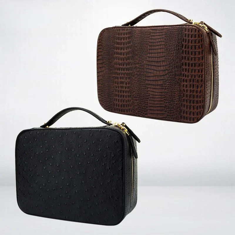 Pipe bag, first layer cowhide four-bucket storage  portable and portable lighter press stick cigarette case