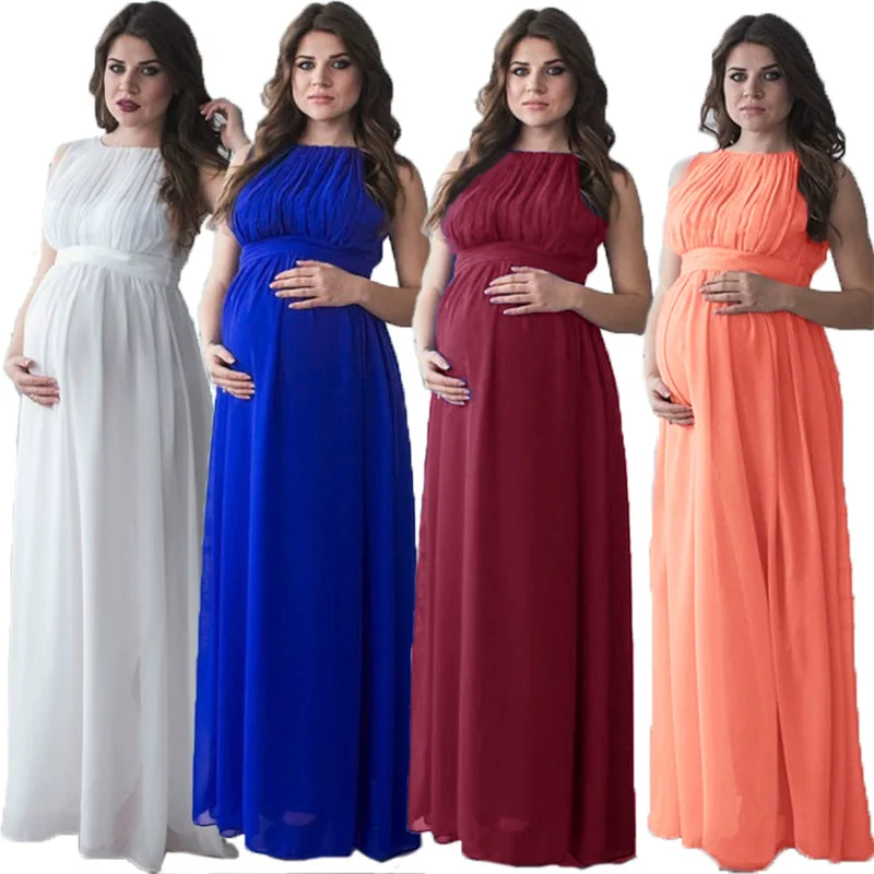 2026 New Woman Pregnancy Clothes Sleeveless Maternity Dresses Photoshoot Women See-through High Elastic Net Photography Dress