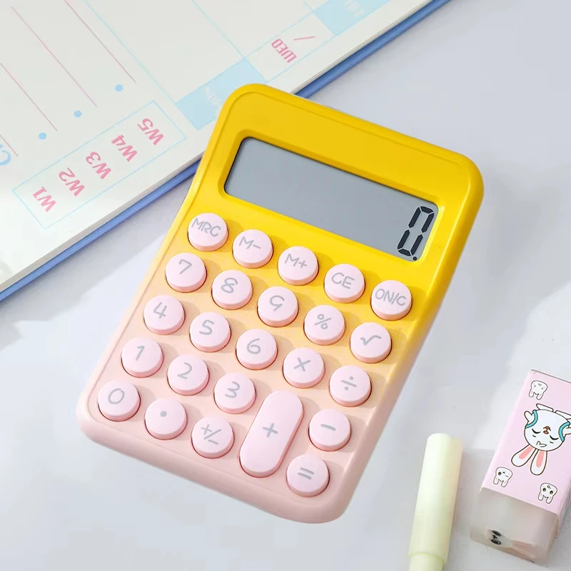 

Калькулятор с градиентной цветовой палитрой, с большим ЖК-экраном, кнопками для вычислений, для офиса или школы, калькулятор с гибкой клавиатурой.