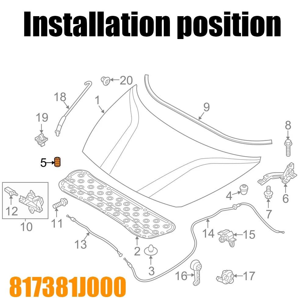 2x Car Bumper Boot Bonnet Hood Tailgate Cushion Rubber Stop 817381J000 For Nissan X-Trail T31 2007 2008 2009 2010 2011 2012 2013