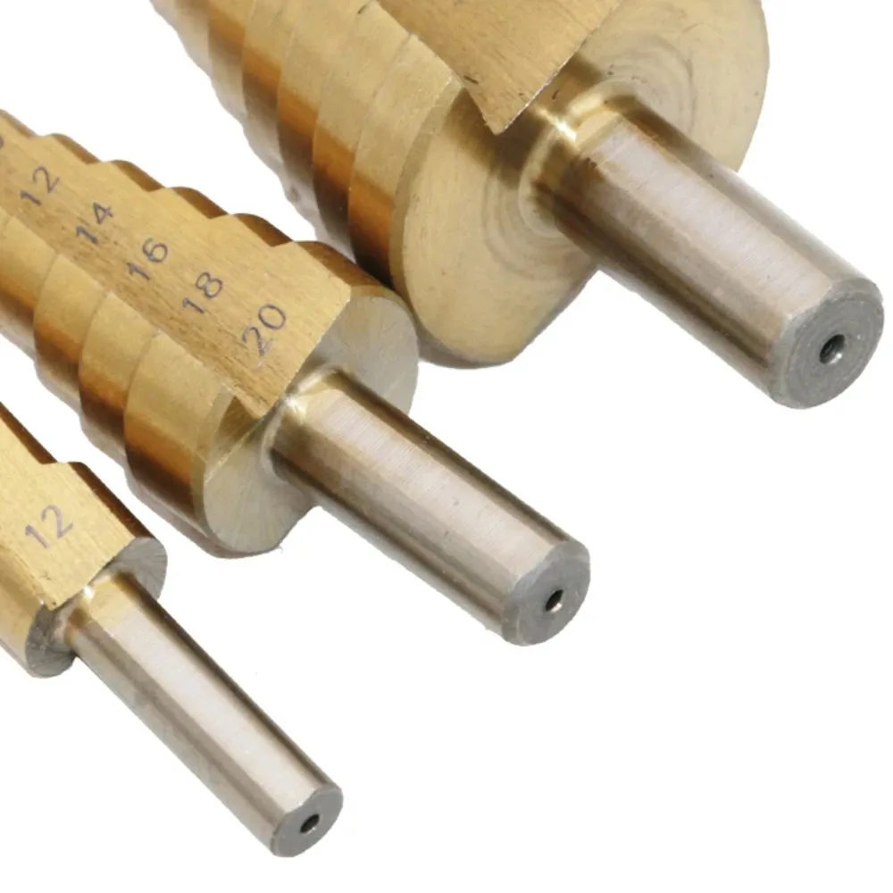 4-12-20-32-39-40-42-45-52mm HSS 4241 Steel Large Step Cone Titanium Coated Metal Drill Bit Cut Tool Set Hole Cutter Drill Kits