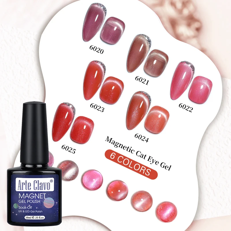 آرتي كلافو الأحمر القط العين المغناطيسي هلام البولندية مسمار الفن شبه دائم نقع قبالة بريق عاكس الحرارية هلام روز هلام الأشعة فوق البنفسجية معطف فوقي #1