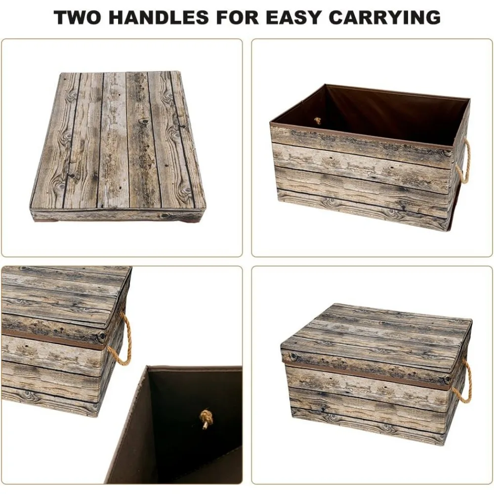 صناديق تخزين قماشية مع أغطية ومقابض، وصناديق تخزين الذاكرة المزخرفة لتنظيم المنزل