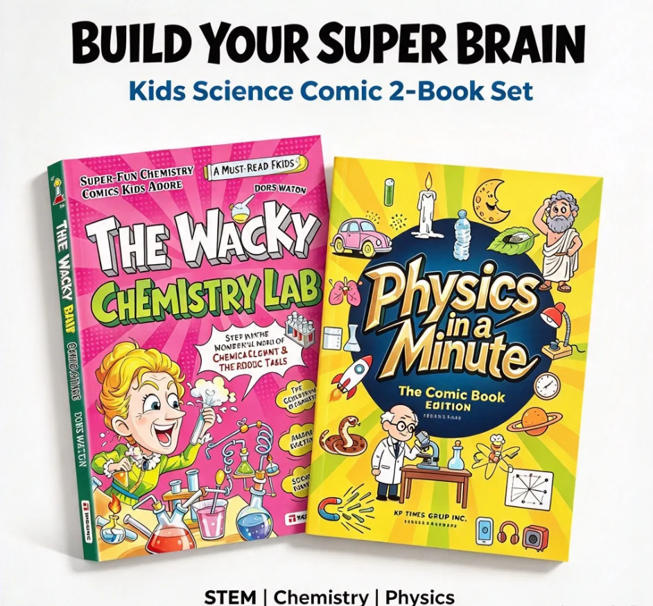 Build Your Super Brain: Kids Science Comic Bundle, The Wacky Chemistry Lab and Physics in A Minute, Interesting STEM Reading