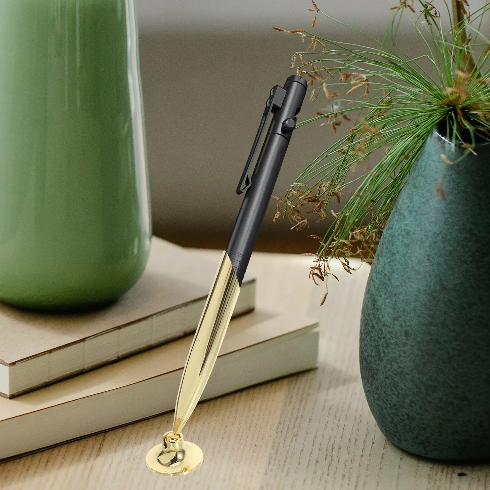 

4Pcs Single Pen Holder Metal Base Stable Desk Pen Stand Minimalist Design Writing Tool Organizer for Office School Use