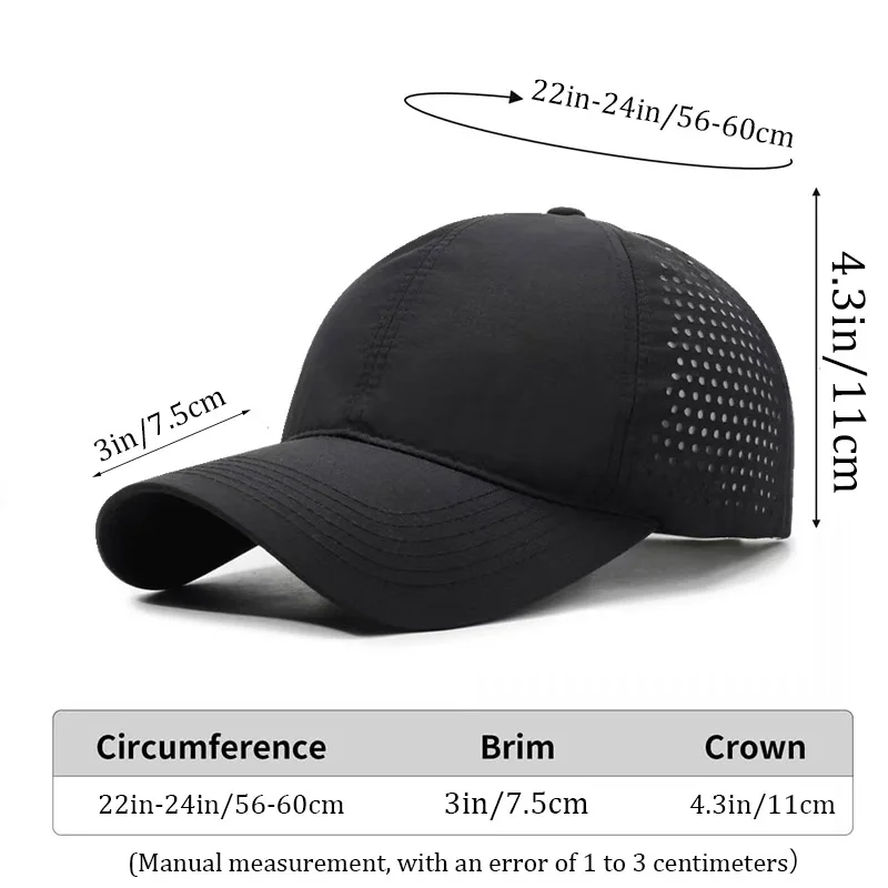 Cappello da uomo con piastra leggera in tinta unita Berretto estivo traspirante in rete grande Berretto da baseball con protezione solare ad asciugatura rapida
