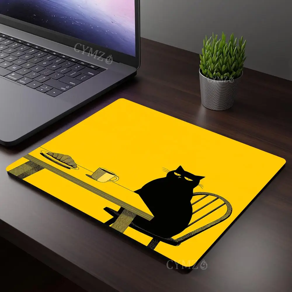 Lazy cat small Mouse Pad Cute cat illustration Desk Mat Stitched Edge Durable Non-Slip Keyboard Gaming pad Laptop office mat