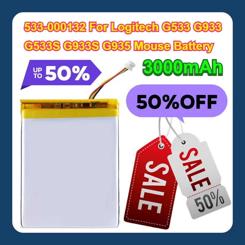 

3000mAh 533-000132 For Logitech G533 G933 G533S G933S G935 Mouse Battery
