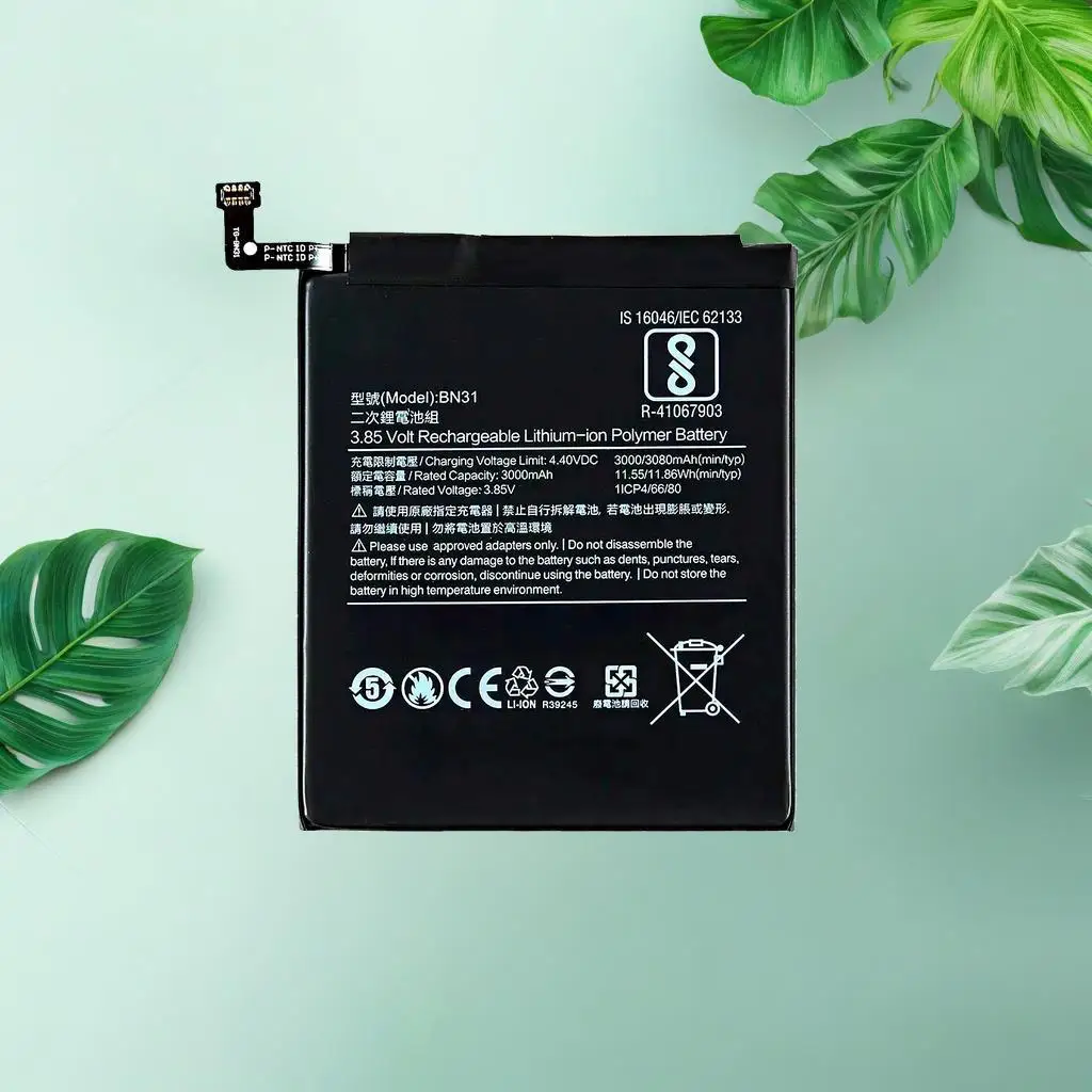 

Battery BN31 For Xiaomi Mi 5X A1 Mi5x Redmi Note 5A Prime S2 Pro Y1 Mia1 Lite 3080Mah Mobile Phone