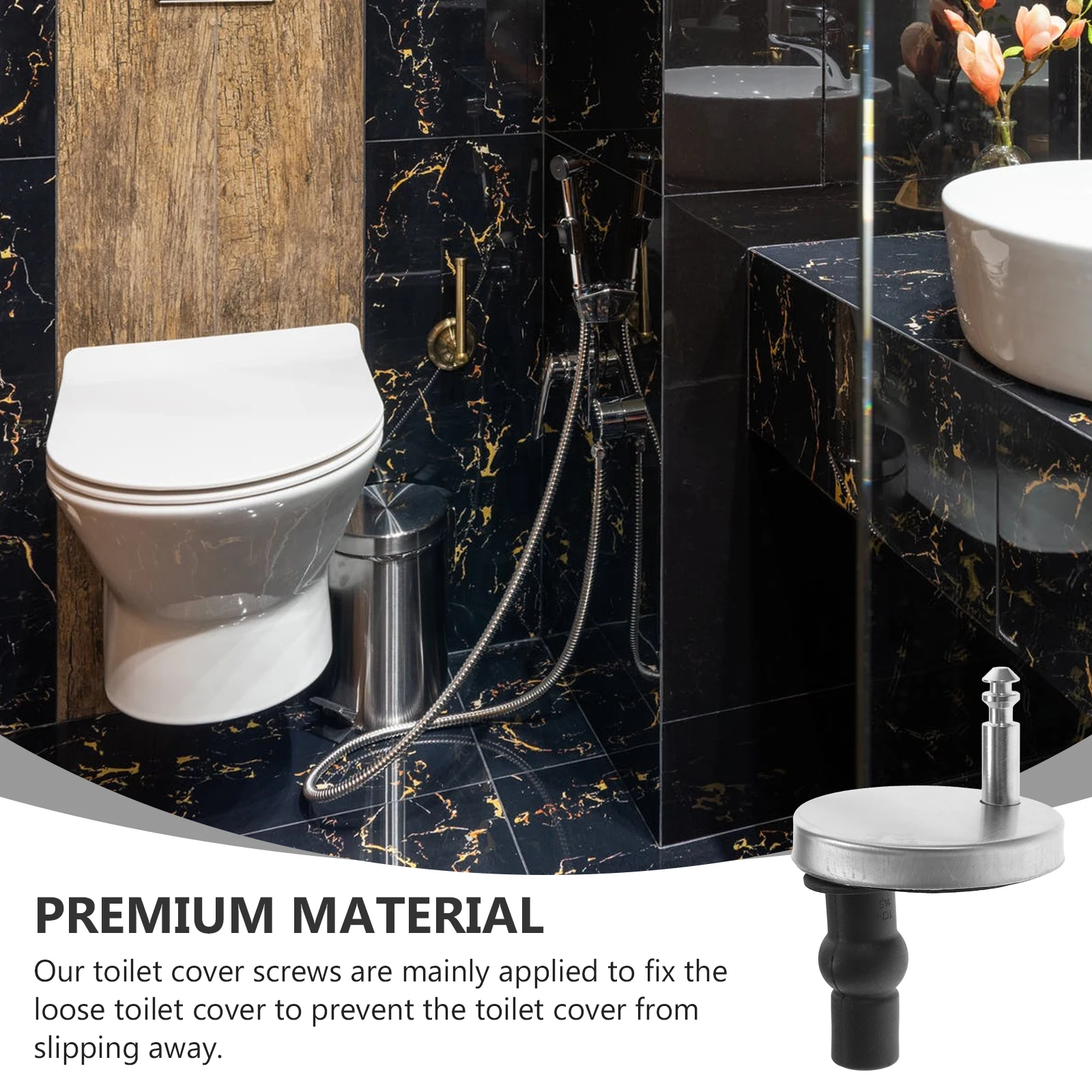 

2Pcs Toilet Lid Bolts Screws Replacement Parts Durable Rustproof Compact Size Simple Design Home Use Toilet Lid Bolts Screws