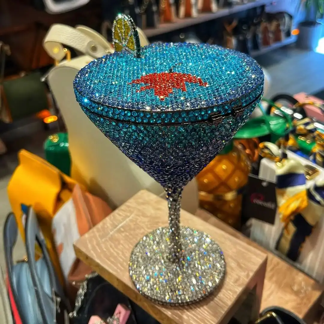 

Lost in Vintage Gem Cup-Shaped Minaudiere Glitter Sparking Clutch Adorned with Over 2000 Crystals Wedding Purse with 2 Straps