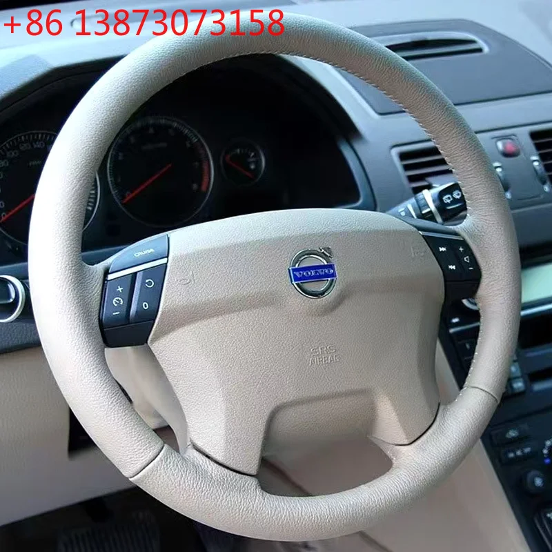 Custom Hand Stitched Car Steering Wheel Cover for For Volvo XC90 2004-2013 Black Leather&carbon Style Interior Accessory