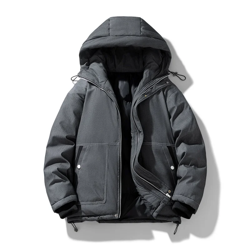 Winter Windproof Thicken Parkas Coats for Men Solid Color Hooded Male Clothes Fashion Comfortable Warm Outerwear Trend New Style