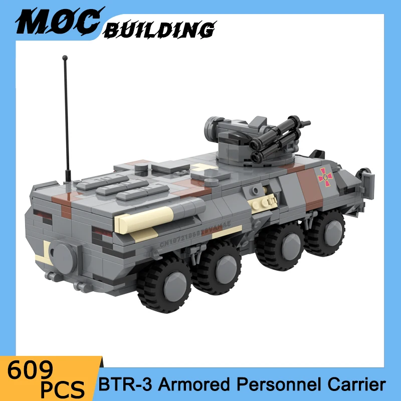 

MOC Building Blocks BTR-3 Armored Battle Carrier Model 1:35 Scale Military Tank Vehicle Weapon DIY Assemble Bricks Toys Gifts