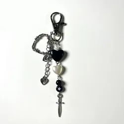 Black heart keychain cute Charm aesthetic