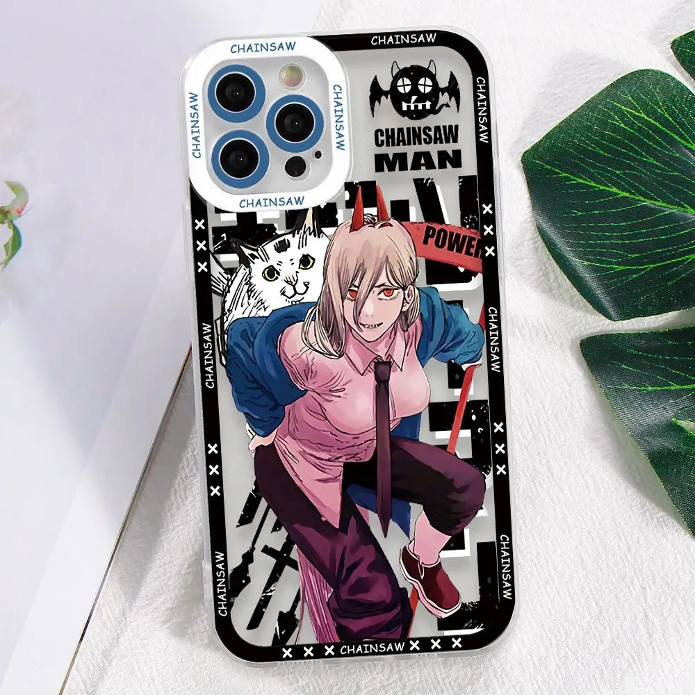 Anime Chainsaw Man Phone Case for Oppo A98 A96 A79 A78 A74 A60 A58 A57 A54 A53 A38 A17 A16 4G 5G Border Print Clear Soft Cover