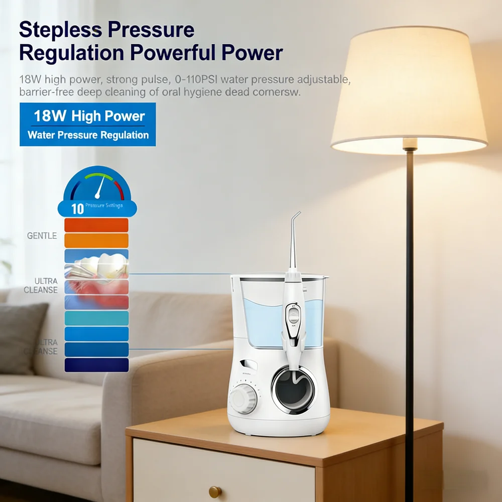 

Rechargeable Electric Water Flosser 10 Modes Adjustable 5 Nozzles Dental Oral Irrigator for Deep Teeth Cleaning